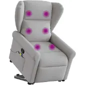 vidaXL Fauteuil de massage avec releveur Gris nuage Tissu