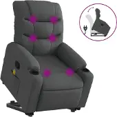 vidaXL Fauteuil de massage avec releveur Tissu gris foncé