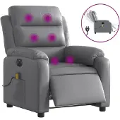 DKD Home Decor Fauteuil de massage électrique gris similicuir