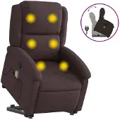 vidaXL Fauteuil de massage avec releveur Tissu marron foncé