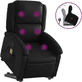 vidaXL Fauteuil de massage avec releveur Noir similicuir