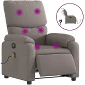 vidaXL Fauteuil de massage électrique Taupe Tissu
