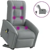 vidaXL Fauteuil de massage électrique avec releveur Tissu gris clair