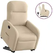 vidaXL Fauteuil relax avec releveur Crème Tissu