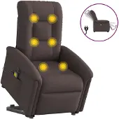 vidaXL Fauteuil de massage électrique avec releveur Tissu marron foncé