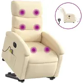 vidaXL Fauteuil de massage électrique avec releveur Crème Tissu