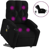 vidaXL Fauteuil de massage électrique avec releveur Noir Tissu
