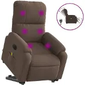 vidaXL Fauteuil de massage Releveur électrique Marron Tissu microfibre