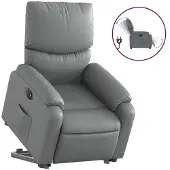 vidaXL Fauteuil relax releveur électrique gris similicuir