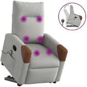 vidaXL Fauteuil de massage avec releveur Gris nuage Tissu