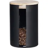 Ritzenhoff & Breker Pot à provisions "JYTTE SCHWARZ", 1,0 l en verre noir, couvercle en hêtre avec silicone - 3 pièces (816181)