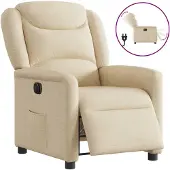 vidaXL Fauteuil relax électrique Crème Tissu