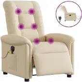 vidaXL Fauteuil de massage électrique Crème Tissu