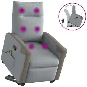 vidaXL Fauteuil de massage avec releveur Gris clair Tissu