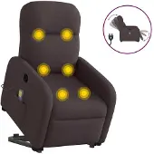 vidaXL Fauteuil de massage électrique avec releveur Tissu marron foncé