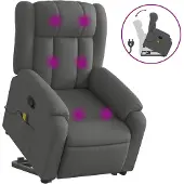 vidaXL Fauteuil de massage avec releveur Tissu gris foncé