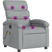 vidaXL Fauteuil relax de massage, tissu gris clair