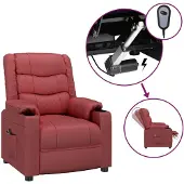 vidaXL Fauteuil relax électrique vin rouge similicuir