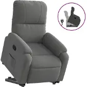 vidaXL Fauteuil relax avec releveur Gris foncé Tissu microfibre