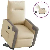vidaXL Fauteuil relax avec releveur électrique Crème Tissu