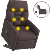 vidaXL Fauteuil de massage électrique avec releveur Tissu marron foncé