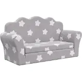 vidaXL Canapé-lit pour enfants 2 places gris clair avec étoiles Peluche douce