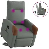 vidaXL Fauteuil de massage avec releveur Tissu gris foncé