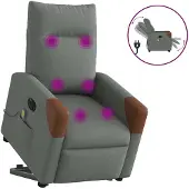 vidaXL Fauteuil de massage électrique avec releveur Tissu gris foncé