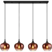 Globo Suspension noire Maxy avec verre rouge 4 lumières