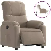 vidaXL Fauteuil relax électrique Taupe Tissu microfibre