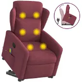 vidaXL Fauteuil de massage avec releveur vin rouge Tissu