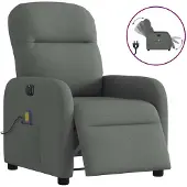 vidaXL Fauteuil de massage électrique Tissu gris foncé