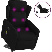 vidaXL Fauteuil de massage électrique avec releveur Noir Tissu
