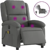 vidaXL Fauteuil de massage électrique Tissu gris foncé