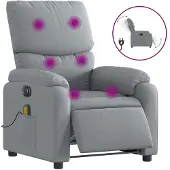 vidaXL Fauteuil de massage électrique Tissu gris clair