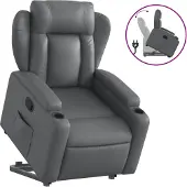 vidaXL Fauteuil relax avec releveur Gris Similicuir