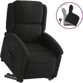 vidaXL Fauteuil relax avec releveur Noir Tissu