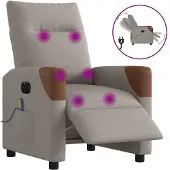 vidaXL Fauteuil de massage électrique Taupe Tissu