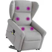 vidaXL Fauteuil de massage avec releveur Électrique Gris nuage Tissu