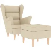 vidaXL Fauteuil avec repose-pieds Crème Tissu