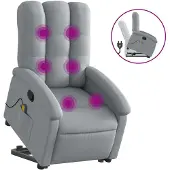 vidaXL Fauteuil de massage avec releveur Gris clair Tissu