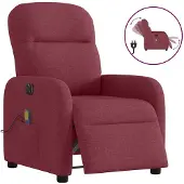 vidaXL Fauteuil de massage électrique vin rouge tissu