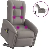 vidaXL Fauteuil de massage électrique avec releveur Taupe Tissu