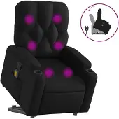 vidaXL Fauteuil de massage avec releveur Noir similicuir