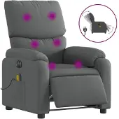 vidaXL Fauteuil de massage électrique Tissu gris foncé