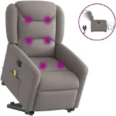 vidaXL Fauteuil de massage électrique avec releveur Taupe Tissu