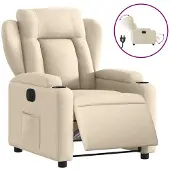 vidaXL Fauteuil relax électrique Crème Tissu
