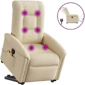 vidaXL Fauteuil de massage électrique avec releveur Crème Tissu