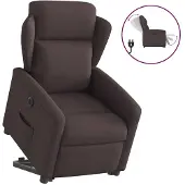 vidaXL Fauteuil relax avec releveur électrique Tissu marron foncé