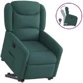 vidaXL Fauteuil relax avec releveur Vert foncé Tissu